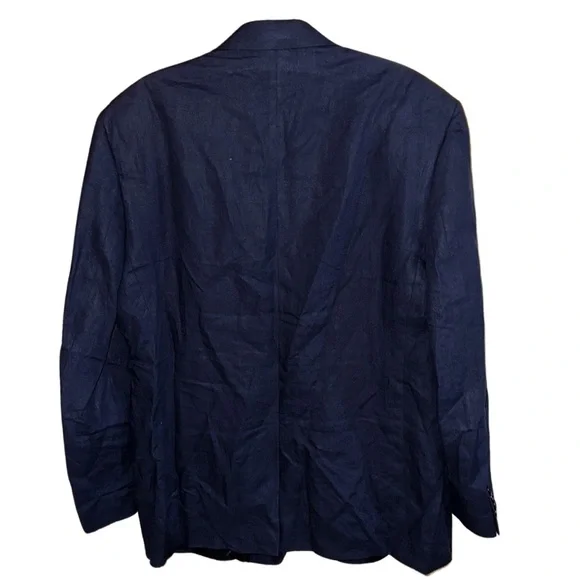Lauren Ralph Lauren Navy Blue Linen Blazer Size 44R - Picture 5 of 8